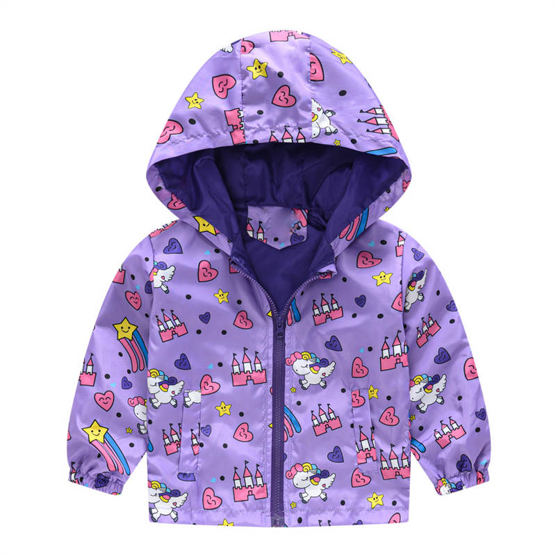 Toddler Boys Girls Cartoon Print Zip Jacket Hooded Trench Kids Casual Coats-30