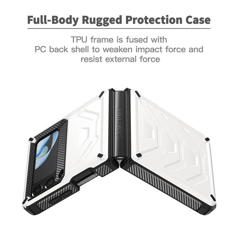 6.7inch Armored Full-Body Rugged Protection Case for Samsung Galaxy Z Flip 4-White