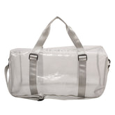 Clear PVC Tote Bag Waterproof Large Capacity Bag for Sports Gym Swim-LightGray
