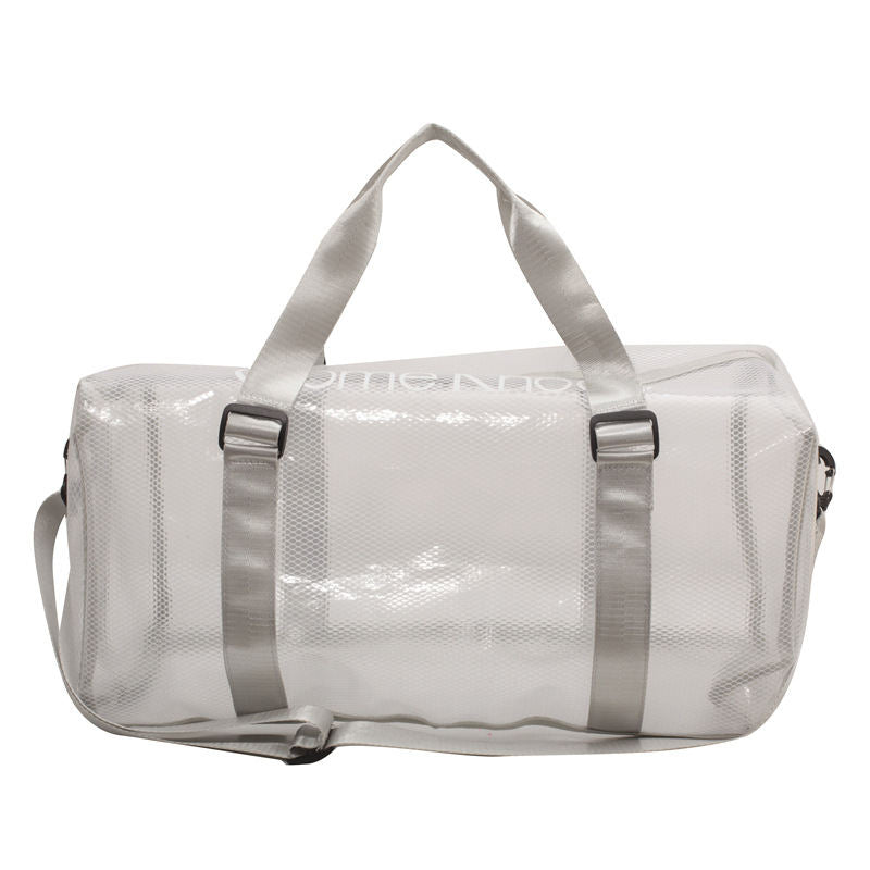 Clear PVC Tote Bag Waterproof Large Capacity Bag for Sports Gym Swim-LightGray
