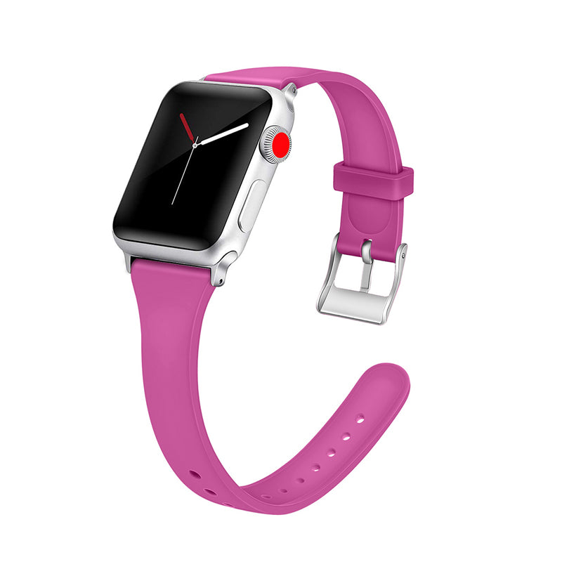 XMYDS Silicone Watch Band Quick Release Adjustable Wristbands for Apple IWatch Series SE/1/2/3/4/5/6 For Women-Rose Red