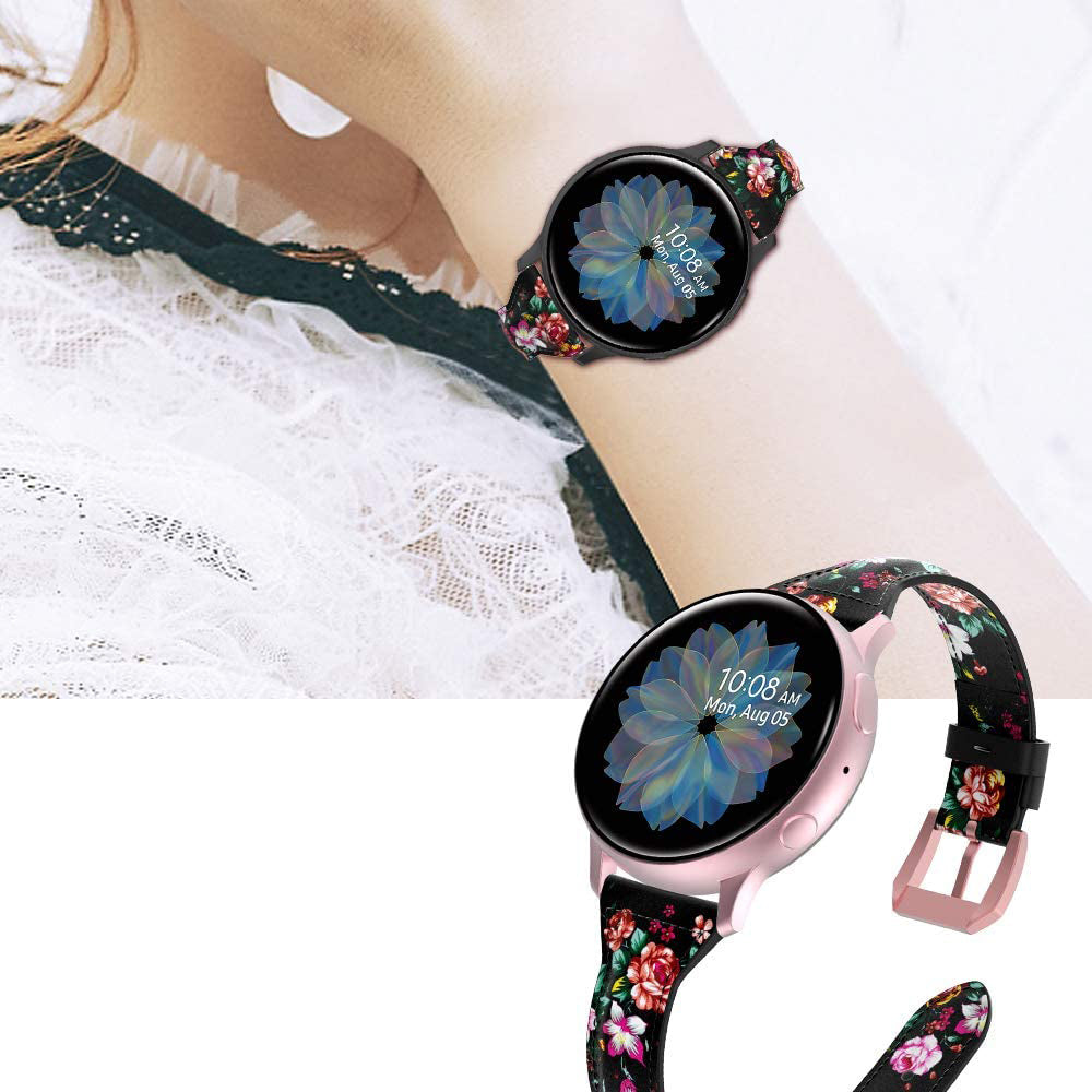 Slim Flower Printed Leather Bands For Samsung S3/Galaxy Watch 46mm(Black Red Flower)