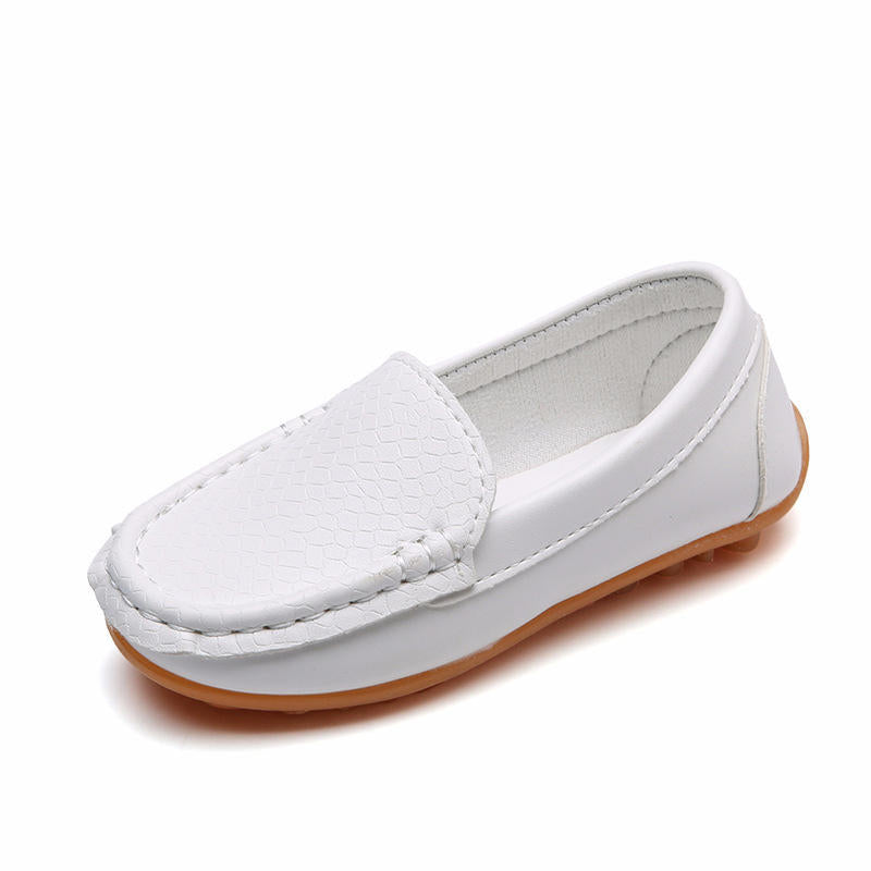 Casual Toddler Flat Shoes Boys Girls Soft Slippery Loafers-White