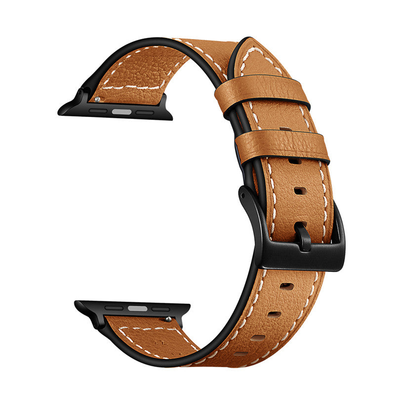 Classic Line Leather Watch Band For Apple iWatch(Camel)