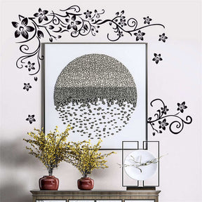 Removable Vinyl Black Flower Vines Wall Sticker Home Art Decor Murals