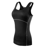 Women Workout Tank Tops Tight Stretch Breathable Yoga Vest Fitness Perspiration Quick Drying Vest Top 2001-Black