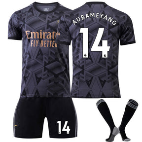 Arsenal Away Jersey 2022-23 AUBAMYANG #14 Soccer Jersey Kids Adult 3-Pieces Jersey Kits