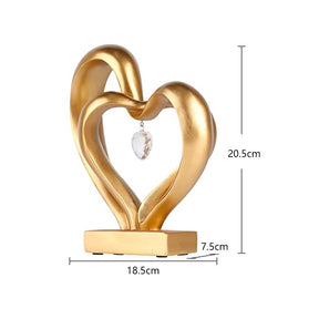 Double Heart Sculpture Home Decor Valentines Day Gift-Gold