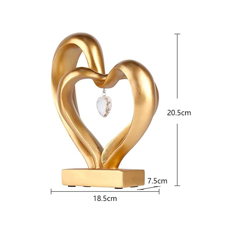 Double Heart Sculpture Home Decor Valentines Day Gift-Gold