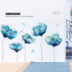 Creative Removable 3D Light Blue Dream Flower Wall Sticker Home Art Decor