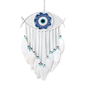 Evil Eye Dream Catcher Feather Wall Pendant Home Decoration-White