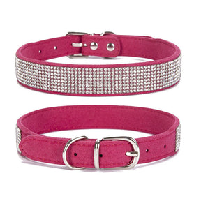 Pet Collar Sparkly Rhinestone Studded Pet Supplies-Rose Red