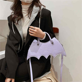 Women Novelty Bat Shoulder Bag Fashion Halloween Handbags-Purple