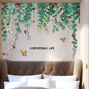 Removable DIY 3D Green Hanging Leaves Vines Home Wall Decoration Sticker