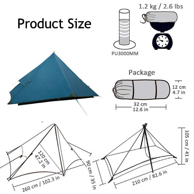 Ultralight Tent 1 Person Backpacking Tent Waterproof for Camping Outdoor Travel