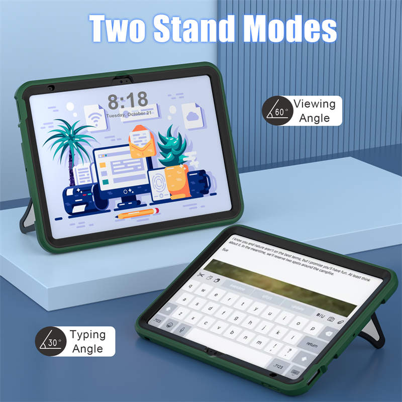 Kids Case Heavy Duty Shockproof with Kickstand for iPad 10th 2022-GreenBlack