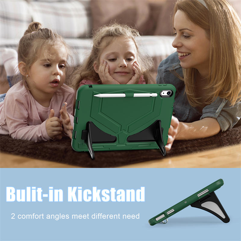Kids Case Heavy Duty Shockproof with Kickstand for iPad 10th 2022-GreenBlack