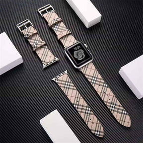 Printing Leather Replacement Wristbands for Apple Watch Series SE/6/5/4/3/2/1-Khaki