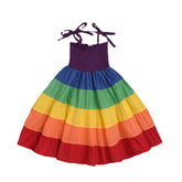 Baby Girls Rainbow Dress Toddler Princess Sleeveless Summer Dress Beach Tutu-Purple