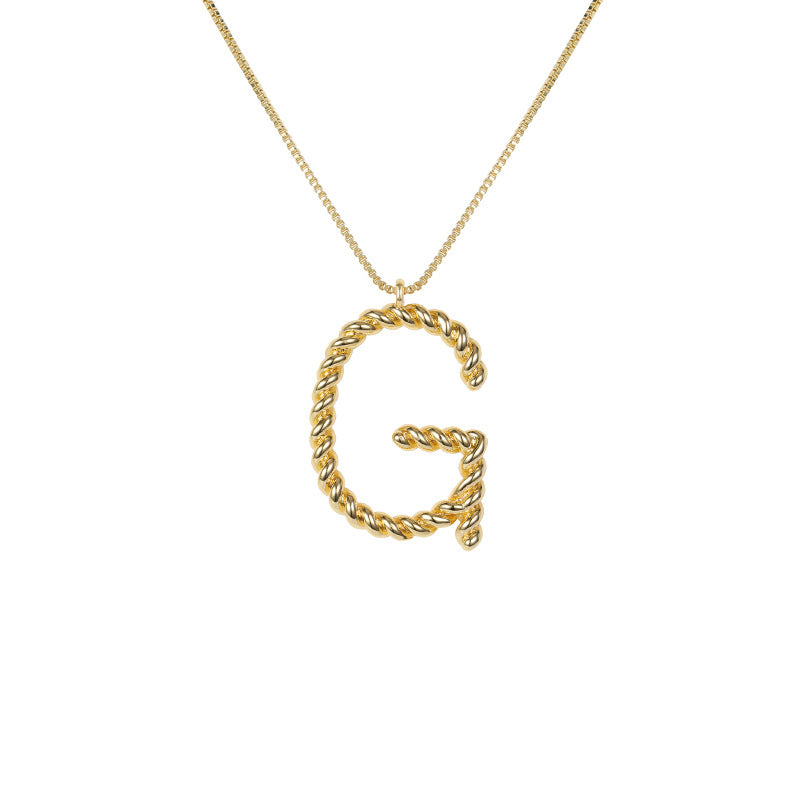 26 Alphabet Twisted Pendant Necklace Personalized Jewelry-G