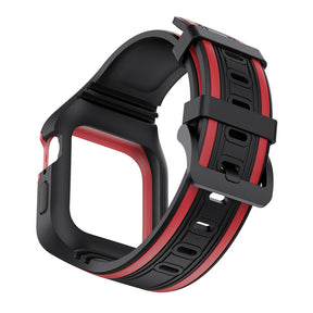 Two-color TPU Watch Bands Protective Sleeve Release For Apple iWatch 1/2/3/4/5/6/SE (Black Red)