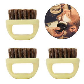 3Pcs Round Shape Beard Brushes with Handle for Men Beard Styling-White