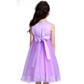 Girls Tulle Lace Flower Princess Wedding Dress For Toddler And Baby Girl-Light Purple