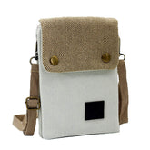 Small Crossbody Cellphone Bag with Shoulder Strap Denim Canvas Wallets-DenimWhite