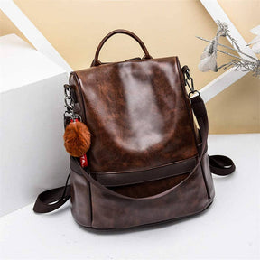 Women Backpack PU Leather Anti-theft Casual Fashion Shoulder Bag-Coffee