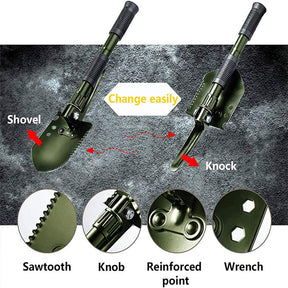 Military Folding Shovel Survival Camping Snow Shovel Adjustable Angle with Shovel Bag-ArmyGreen