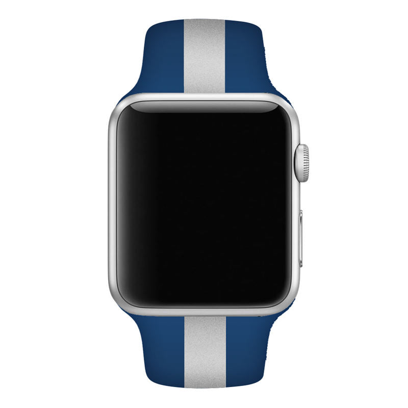 Soft Silicone Watch Bands Pattern Printed Band for iWatch Series6/5/4/3/2/1/SE-BlueSilver