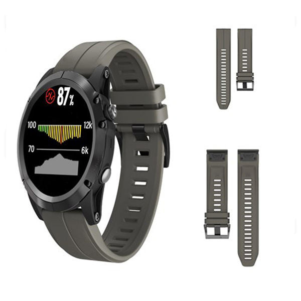 22mm 26mm Sport Silicone Watchband For Garmin Fenix  5Plus/5X Plus Easy Fit Quick Release Starp Black Steel Buckle-Army Green