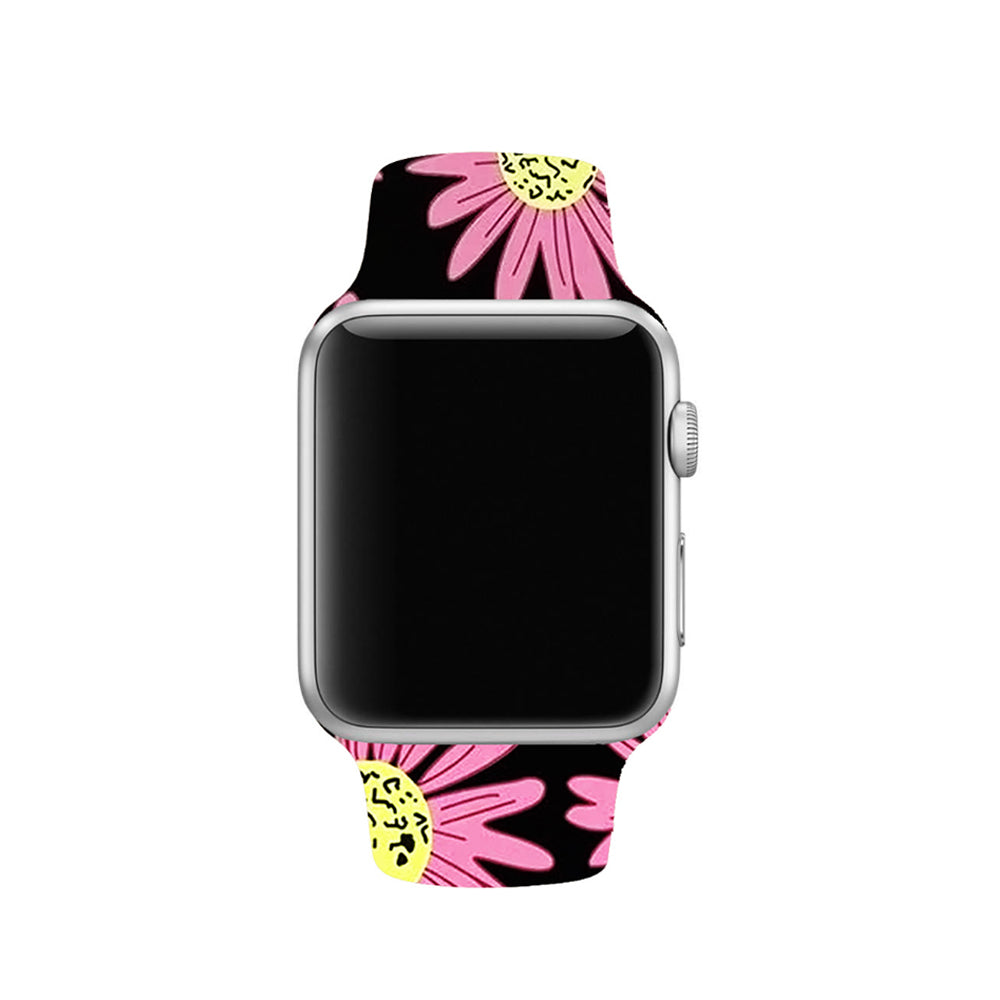 Color Printing Silicone Watch Band For Apple Watch SE/6/5/4/3/2/1(Chrysanthemum)