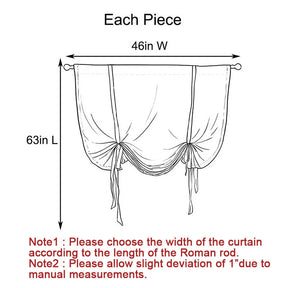 Rod Pocket Star Blackout Roman Curtain Tie Up Small Window Curtain 46X63In-Beige