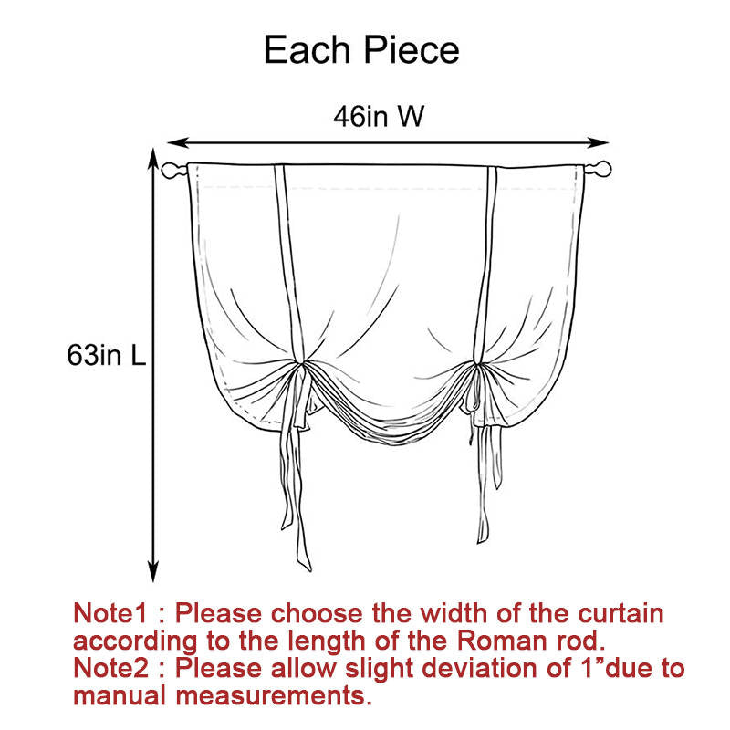 Rod Pocket Star Blackout Roman Curtain Tie Up Small Window Curtain 46X63In-SkyBlue