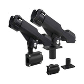 2 Pack Adjustable Boat Fishing Rod Holder Rotatable with Combo Mount-Black