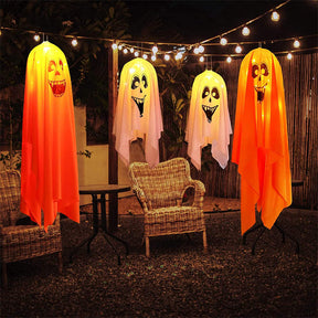 4 Packs Halloween Decorations Hanging Ghost Lights Scary String Lights for Yard Lawn Scenes Party