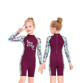 Adore New Girl's Swimsuit Sunscreen One-piece Long-sleeved Quick-drying Swimwear-M150212K-Purple