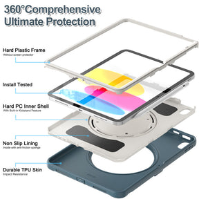 Tablet Case For iPad 10th Full Body Protection with 360¡ã Stand Portable-Blue2