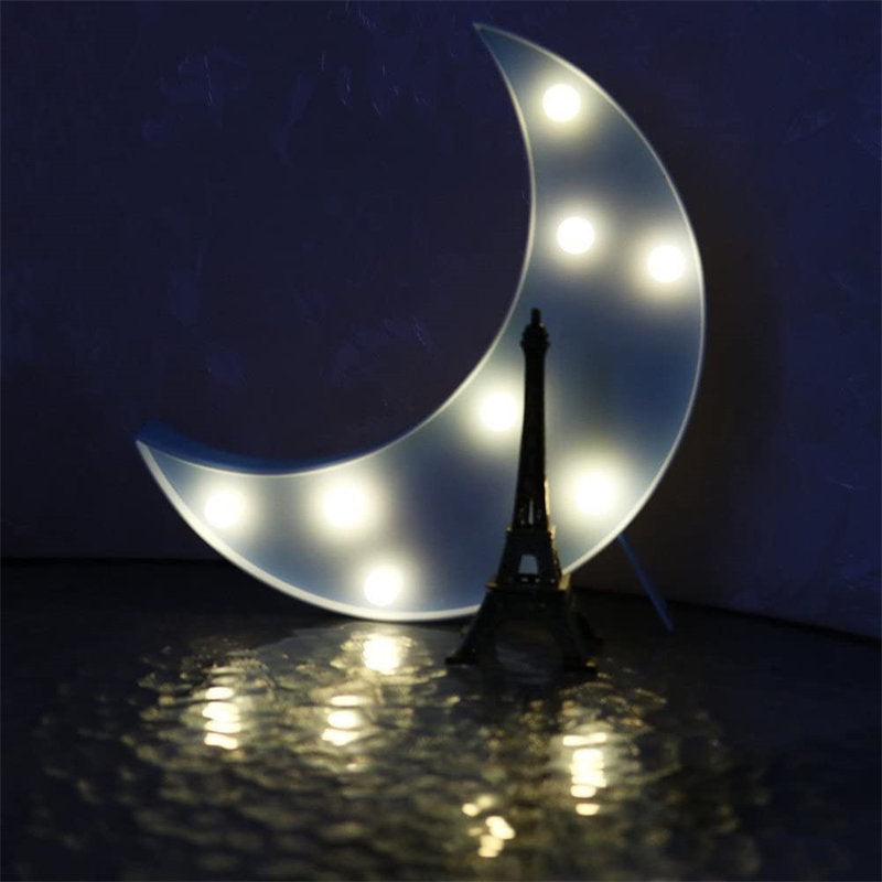 Moon Marquee Light LED Moon Sign Night Light Romantic Light Up Heart Sign Decoration -Blue