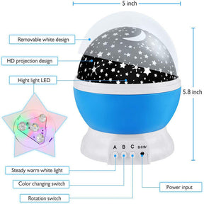 Star Night Light for Kids Nebula Star Projector 360 Degree Rotation 4 LED Bulbs 9 Light Color Changing with USB Cable Romantic Gifts-Blue