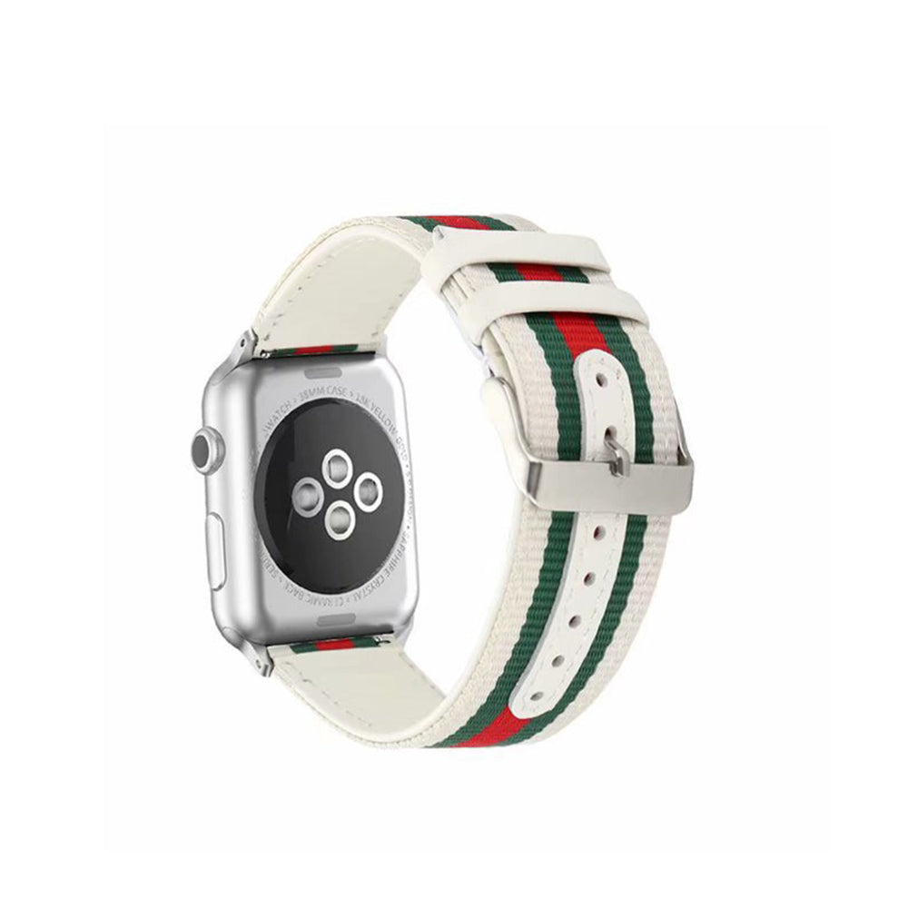 Fashion Braided Pattern PU Leather Watch Band Microfiber Design For Apple Watch SE/6/5/4/3/2/1(White)