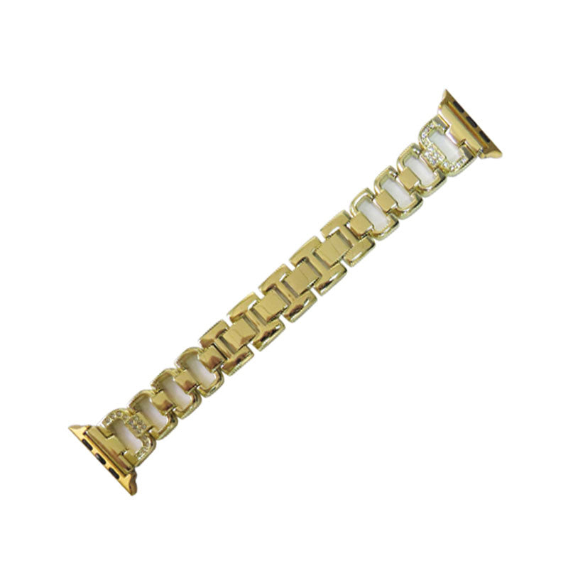 D Shape Stainless Steel Watch Band Adjustable Wristbands for Apple IWatch Series SE/1/2/3/4/5/6 For Women Men-Gold