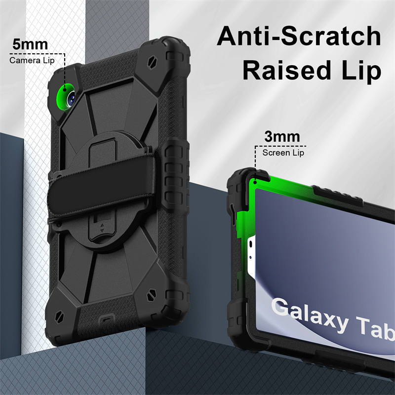 Tablet Case Full Body Protection with Stand Shoulder Strap for Galaxy A9 Plus-BlackBlack