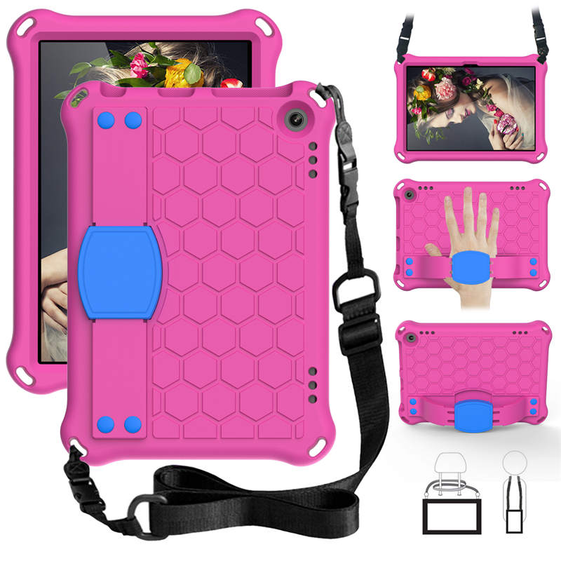 Hive Kindle Fire HD8/HD8 Plus (2020) Tablet Case Durable Stand Cover With Shoulder Strap-RoseBlue