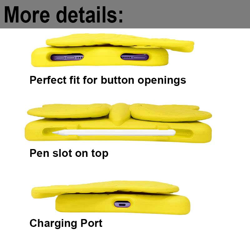 iPad Case For iPad Mini 6 Cartoon 3D Butterfly EVA Proof Shockproof Case with Bracket-Yellow