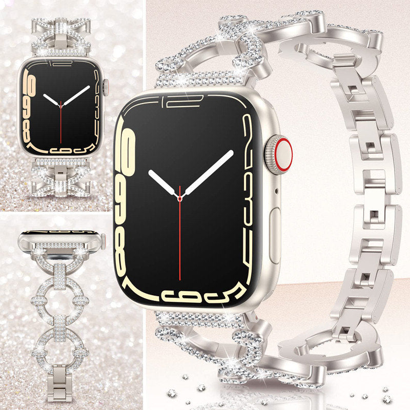 Bling Strap Full Diamonds Metal Jewelry Band for Apple Watch-Starlight