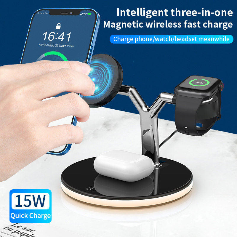 3 in 1 Simultaneous Fast Charge Station Support Apple Android Phone iWatch Airpods-White