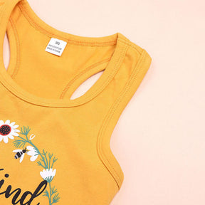 2Pcs Baby Girl Sunflower Outfits Sleeveless Tank Top and Denim Shorts Summer Clothes-Yellow