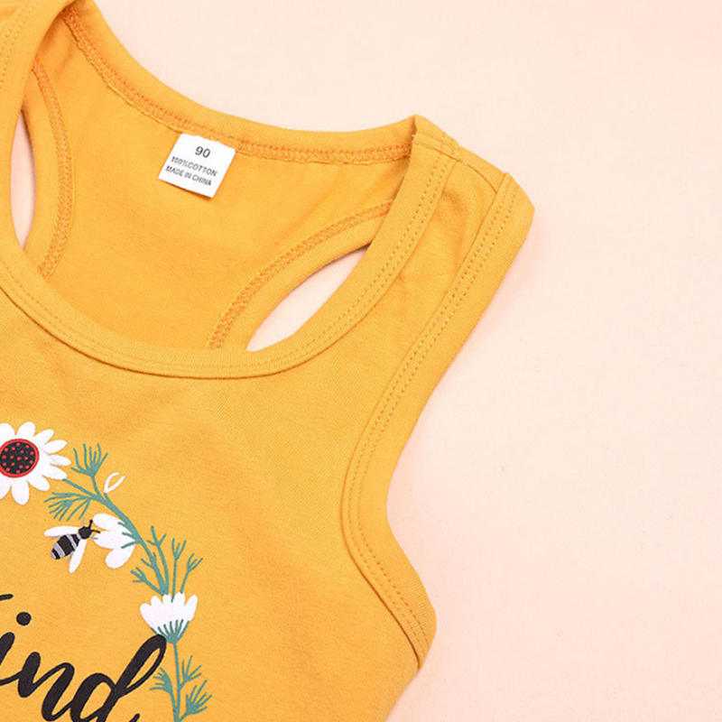 2Pcs Baby Girl Sunflower Outfits Sleeveless Tank Top and Denim Shorts Summer Clothes-Yellow